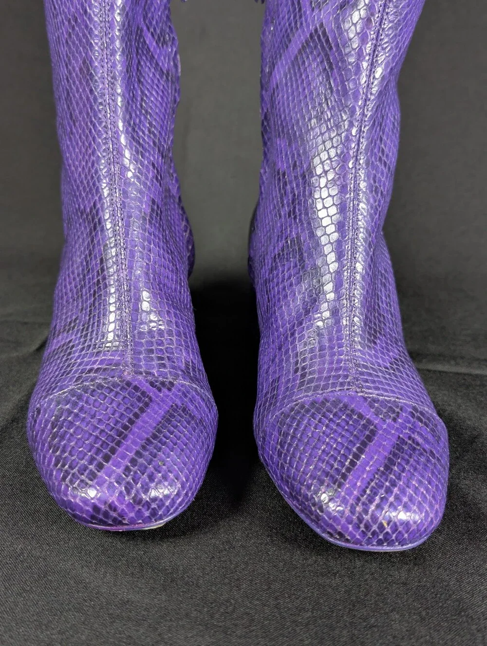 Larroudé Kate Purple Snake Print Leather Boot Size 6 Womens